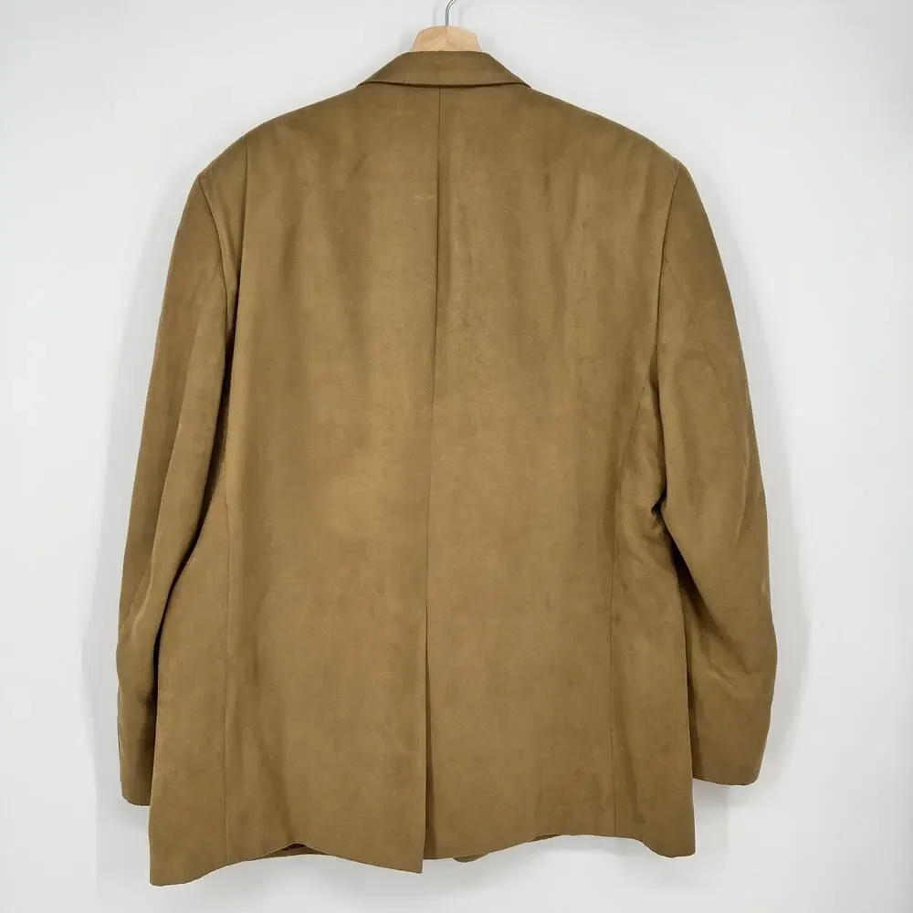Lauren Ralph Lauren Faux Suede Sports Coat Blazer Mens 44R Tan Single Breasted